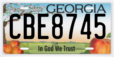 GA license plate CBE8745