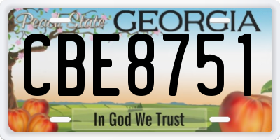 GA license plate CBE8751