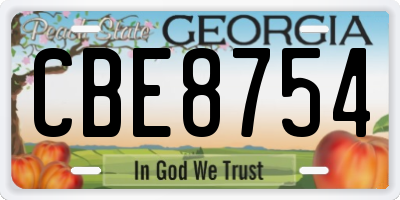 GA license plate CBE8754