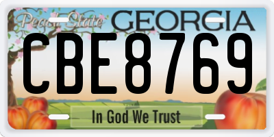 GA license plate CBE8769