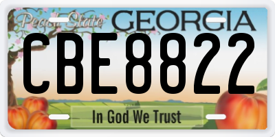 GA license plate CBE8822