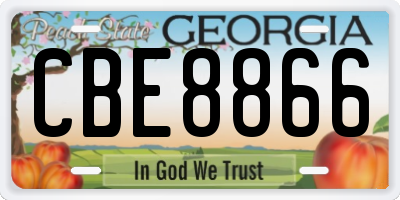 GA license plate CBE8866