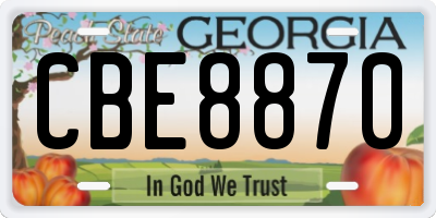 GA license plate CBE8870