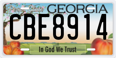 GA license plate CBE8914