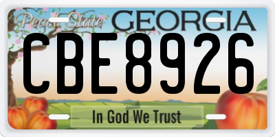 GA license plate CBE8926