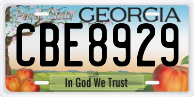 GA license plate CBE8929