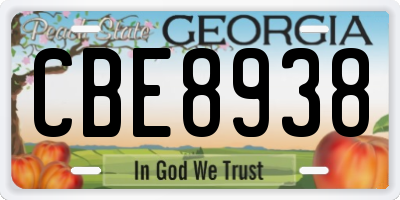 GA license plate CBE8938