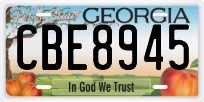 GA license plate CBE8945
