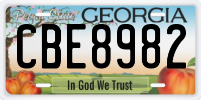 GA license plate CBE8982