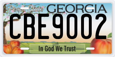 GA license plate CBE9002