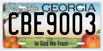 GA license plate CBE9003