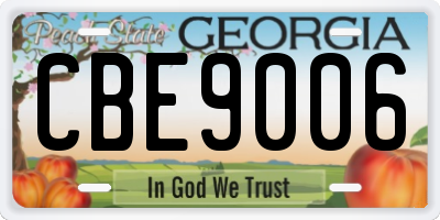 GA license plate CBE9006