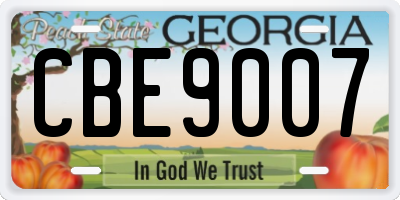 GA license plate CBE9007