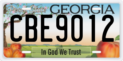 GA license plate CBE9012