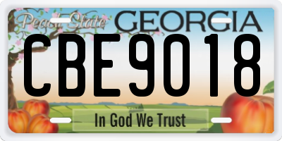 GA license plate CBE9018