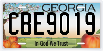 GA license plate CBE9019