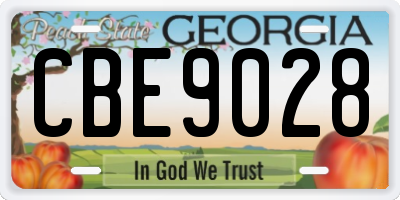 GA license plate CBE9028