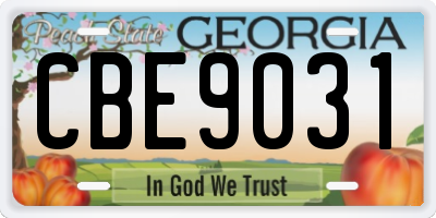 GA license plate CBE9031
