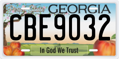 GA license plate CBE9032