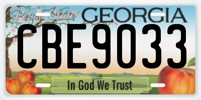 GA license plate CBE9033