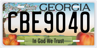 GA license plate CBE9040