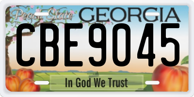 GA license plate CBE9045