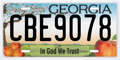 GA license plate CBE9078