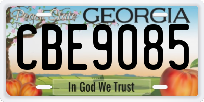 GA license plate CBE9085
