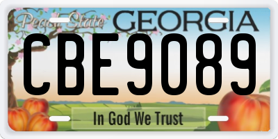 GA license plate CBE9089