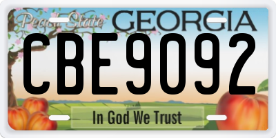 GA license plate CBE9092