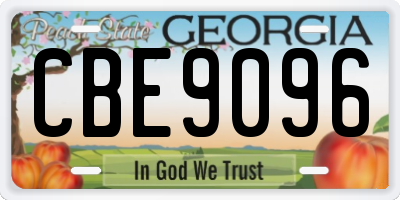 GA license plate CBE9096