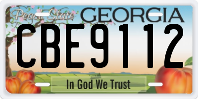 GA license plate CBE9112
