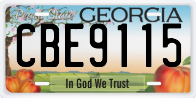 GA license plate CBE9115