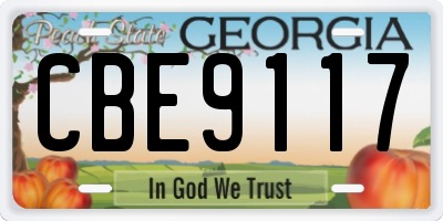 GA license plate CBE9117