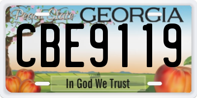 GA license plate CBE9119