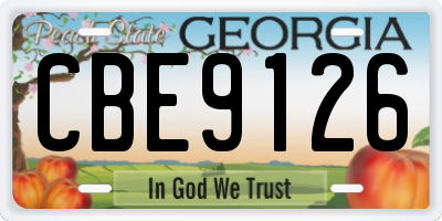 GA license plate CBE9126