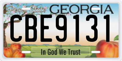GA license plate CBE9131