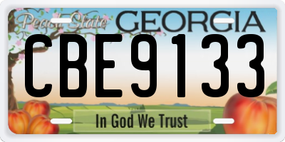 GA license plate CBE9133