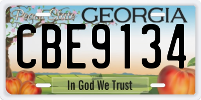 GA license plate CBE9134