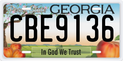 GA license plate CBE9136