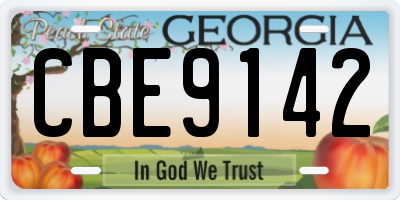 GA license plate CBE9142