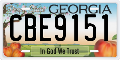 GA license plate CBE9151