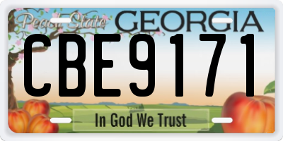 GA license plate CBE9171