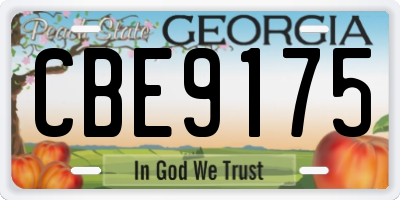 GA license plate CBE9175