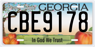 GA license plate CBE9178