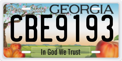 GA license plate CBE9193