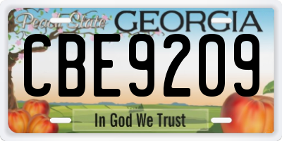 GA license plate CBE9209