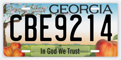 GA license plate CBE9214