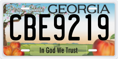GA license plate CBE9219