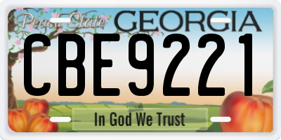 GA license plate CBE9221